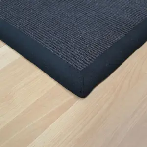 Black/Black Natural Decorative Plain Bordered Modern Anti Slip Easy to Clean Rug for Living Room and Bedroom-68 X 240cm (Runner)