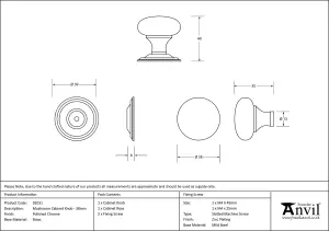 From The Anvil Polished Chrome Mushroom Cabinet Knob 38mm