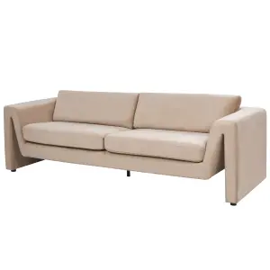 Beliani Modern Velvet Sofa Beige MAUNU