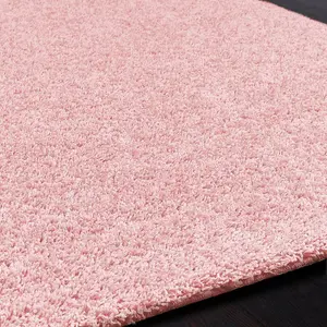 Pink Modern Shaggy Easy to Clean Plain Rug for Living Room, Bedroom, Dining Room - 100cm (circle)