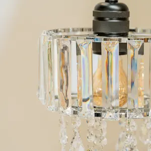 ValueLights Mabel Easy Fit Clear Acrylic Jewel Droplet Drum Ceiling Light Shade - Bulb Included