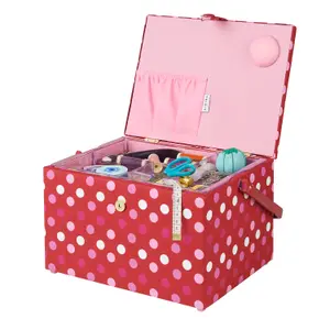 Large Sewing Basket Red Spot 23.5 x 31 x 20.5cm - Sewing Online GA1126L