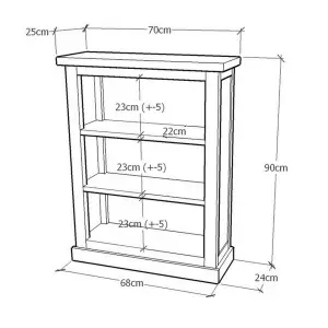 Loreo Light Grey Bookcase 90x70x25cm