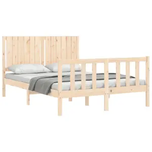 Berkfield Bed Frame with Headboard 140x190 cm Solid Wood