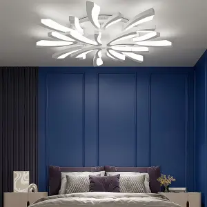 12 Lamp Unique V Shaped Petals Acrylic Shade LED Semi Flush Ceiling Light Fixture Cool White