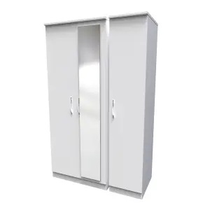 Heddon Triple Mirror Wardrobe in White Matt (Ready Assembled)