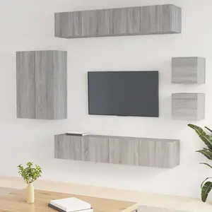 Berkfield 8 Piece TV Cabinet Set Grey Sonoma Engineered Wood