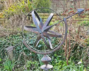 Decorative Metal Armillary Sphere Globe Garden Sculpture with Star