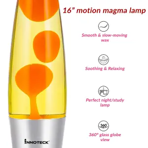 Innoteck 16" Soothing Motion Lava Lamp - Orange Lava, Yellow Liquid.