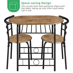 2 - Person Dining Set Brown/Black / 76" H x 49" W x 42" D