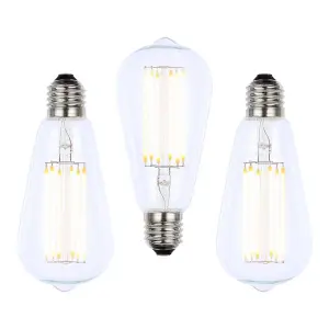 Litecraft E27 6W Pack of 3 Warm White Vintage Filament Tear Drop LED Light Bulbs