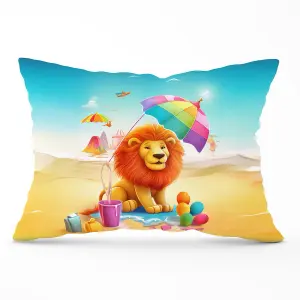 Lion On A Beach Holiday Cushions 33cm x 48cm