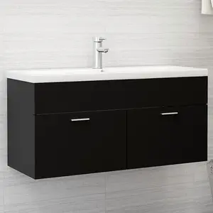 Berkfield Sink Cabinet with Built-in Basin Black Engineered Wood