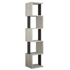 Chane Wall-Mounted Bookcase with 5 Shelves | Modern Storage Unit for Home or Office White/Anthracite