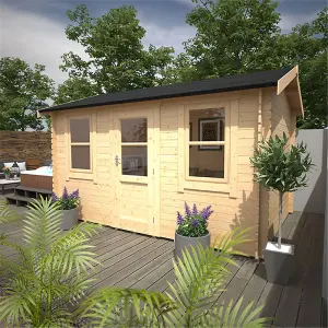 12ft x 8ft (3550mm x 2350mm) Horsforth "The Springfield" 28mm Log Cabin With 2 Opening Window