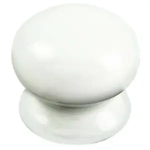 4x Round Porcelain Cupboard Door Knob 30mm Diameter White Antique Cabinet Handle