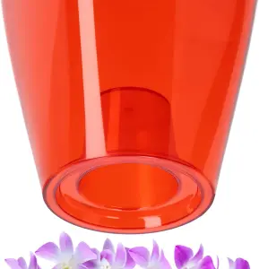 Plant Orchid Pot Plastic  Gloss Oval Planter 12 cm Red Square