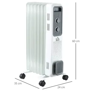 HOMCOM Oil Filled Radiator Portable Space Heater W/ 7 Fin, 3 Heat Settings