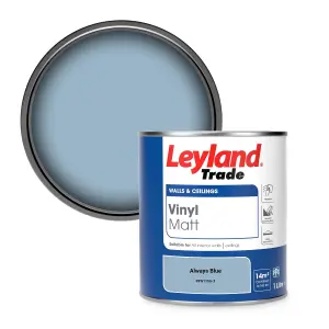 Leyland Trade Vinyl Matt Walls & Ceilings Emulsion Paint Always Blue (PPG1156-3) 1L