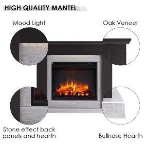 FLAMME Mardella Fireplace with 40" surround with 2kW Fireplace Heater Black Multiple Colours Available