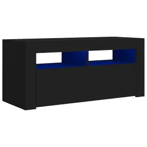 vidaXL TV Cabinet with LED Lights Black 90x35x40 cm