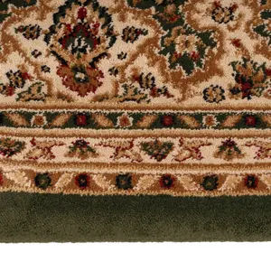 Gold Green Classical Oriental Medallion Runner Rug 60cm x 240cm