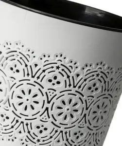 9L Waste Paper Bin Floral White Desk Bedside Bathroom Waste Rubbish Bin