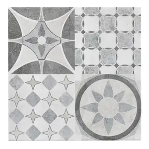 Lofthouse Grey Matt Patchwork Stone effect Ceramic Indoor Wall & floor Tile, Pack of 9, (L)333mm (W)333mm