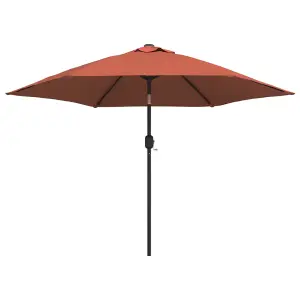 Berkfield Outdoor Parasol with LED Lights and Steel Pole 300 cm Terracotta