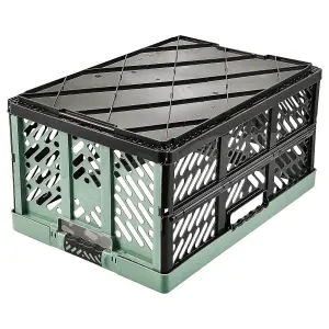 Keeeper Green Strong Folding Box 45 Litre With Soft Handles And Lid - Set Of 2