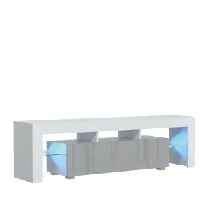 Aria TV Unit 160cm White and Grey High Gloss Doors with LED Lighting - Creative Furniture