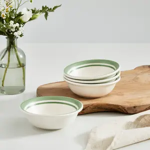 Potter's Stripe Set Of 4 Soup Plates (Set of 4) Green