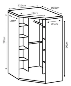 SANDY White And Mirror Corner Mirrored Wardrobe