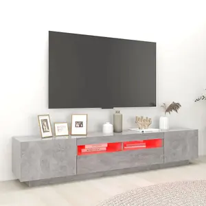 Berkfield TV Cabinet with LED Lights Concrete Grey 200x35x40 cm