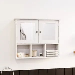 Bath Vida Priano White 2 Door Mirrored Bathroom Wall Cabinet With 3 Compartments