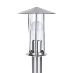 GoodHome Lantern Stainless steel Mains-powered 1 lamp Outdoor Post light (H)500mm