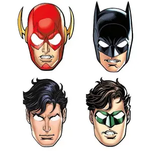 Justice League Paper Party Mask (Pack of 8) Multicoloured (One Size)