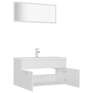 Berkfield Bathroom Furniture Set White Engineered Wood