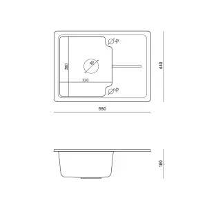 Quadron Baby Johnny super compact kitchen sink with small drainer to fit 40cm cabinet, Black GraniteQ material