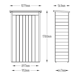 Forest Garden Tall 750L Tongue & groove Pent Garden storage 1380mm 1080mm