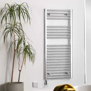 Bray WiFi Electric Heated Towel Rail With Thermostat, Timer, Straight, Chrome - W500 x H1200 mm