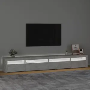 Berkfield TV Cabinet with LED Lights Concrete Grey 270x35x40 cm