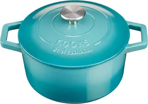 Cast Iron Casserole Set of 2 20cm & 26cm / 2.8L & 5.8L Dishes Oven Proof Enamelled Cast Iron Pans with Lids