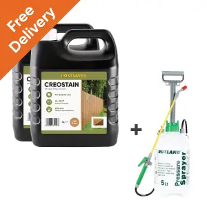 8L Creostain Fence Stain & Sprayer (Light Brown) - Creosote / Creocote Substitute - Oil Based Wood Treatment (Free Delivery)