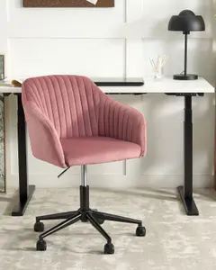 Beliani Modern Desk Chair Velvet Pink VENICE