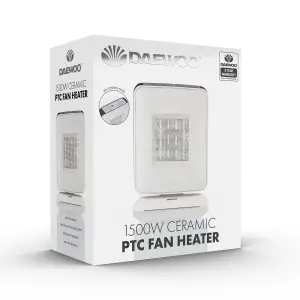 Daewoo Compact Ceramic PTC Fan Heater 1500W With Timer Oscillating White