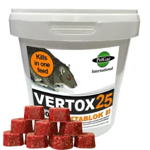 Rat Poisoning Blocks Mouse Bait Blocks Single Feed Rodent Killer Max Strength Fast Acting All Weather Bait Block Vertox 300g