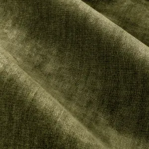 Yard Heavy Chenille Velvet Olive Pencil Pleat Curtains, 229 x 229cm