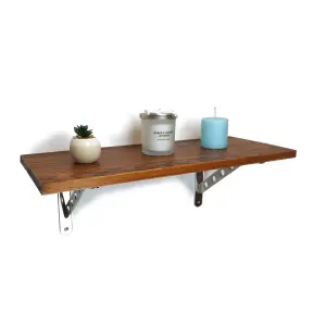 Solid Pine Rustical Shelf Dark Oak with 2406 Bracket 25x70cm