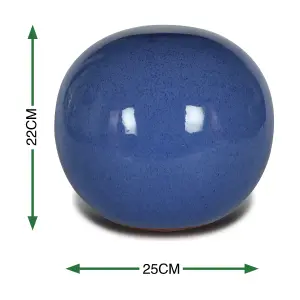 Terrastyle Blue Terracotta Sphere Garden ornament (H)22cm